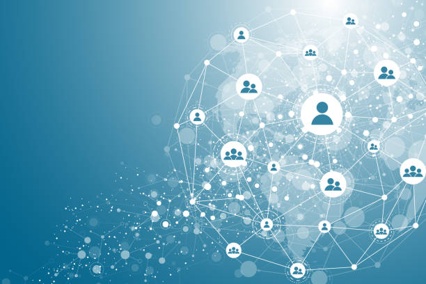 bildbanksillustrationer, clip art samt tecknat material och ikoner med globalt nätverks anslutnings koncept. visualisering av stordata. kommunikation i sociala nätverk i de globala dator nätverken. internet-teknik. business. vetenskap. vektor illustration - nätverka