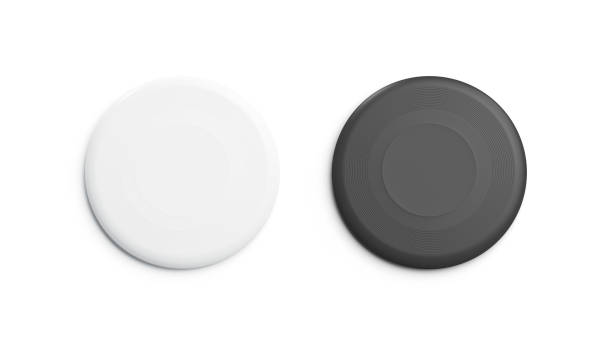Blank black and white plastic frisbee mockup set, isolated,
