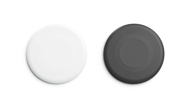 jogo plástico preto e branco em branco do mockup do frisbee, isolado, - aerofoil - fotografias e filmes do acervo