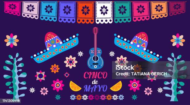 Happy May Five Stock Illustration - Download Image Now - Cinco de Mayo, Flat Design, Border - Frame