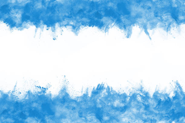 istock Blue color powder explosion on white background. Colored cloud. Colorful dust explode. Paint Holi. 1141305581