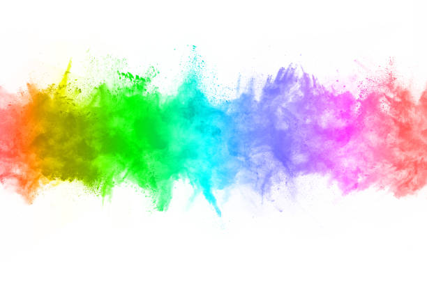 istock abstract powder splatted background. Colorful powder explosion on white background. 1141305665