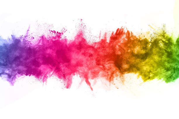 istock abstract powder splatted background. Colorful powder explosion on white background. 1141305672