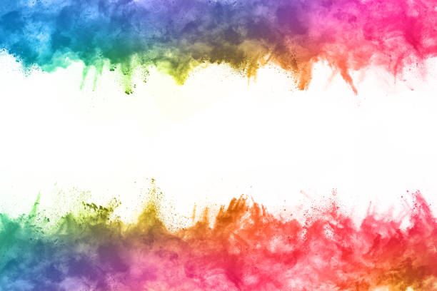 istock abstract powder splatted background. Colorful powder explosion on white background. 1141305700