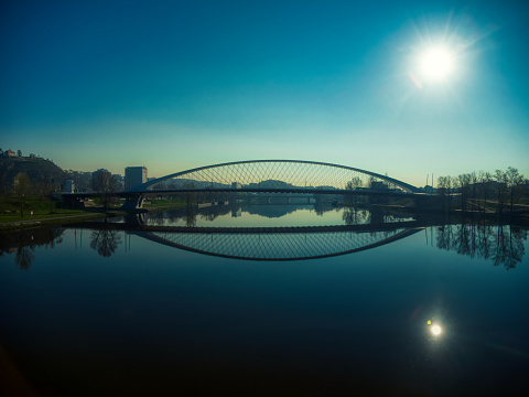 futuristic troja bridge in Holesovice Prague