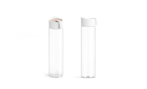 istock Blank white glass sport bottle mockup set, front and side 1141307634