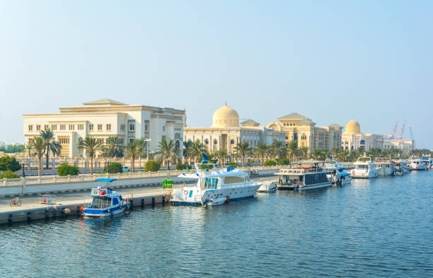 View of an administrative district of the Sharjah emirate, UAE View of an administrative district of the Sharjah emirate, UAE emirate of sharjah stock pictures, royalty-free photos & images