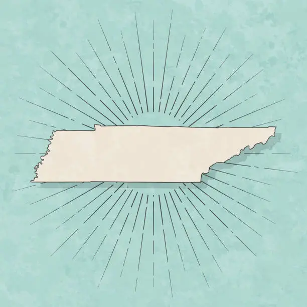 Vector illustration of Tennessee map in retro vintage style - Old textured paper