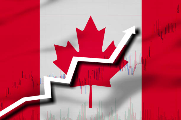istock White arrow and stocks chart growth up on the background of the flag of 1141310021