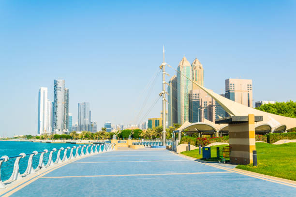 View of the corniche - promenade in Abu Dhabi, UAE View of the corniche - promenade in Abu Dhabi, UAE corniche photos stock pictures, royalty-free photos & images