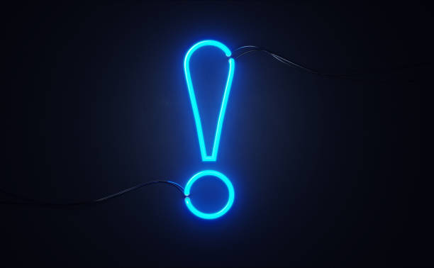 istock Exclamation Point Shaped Red Neon Light On Black Wall - Alertness Concept 1141314910