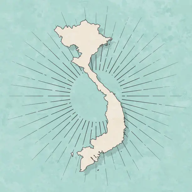 Vector illustration of Vietnam map in retro vintage style - Old textured paper