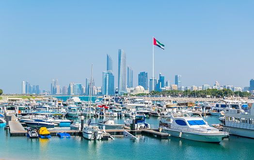 View of the marina in Abu Dhabi, UAE