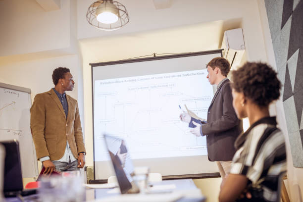 istock Young team leaders presenting their business ideas to the team 1141318680