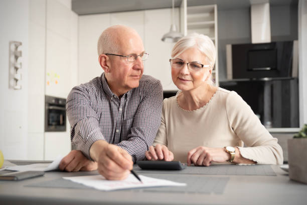 istock Senior couple discussing investment 1141323518