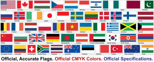 Vector illustration of Official Flags (Official CMYK Colors, Official Specifications)