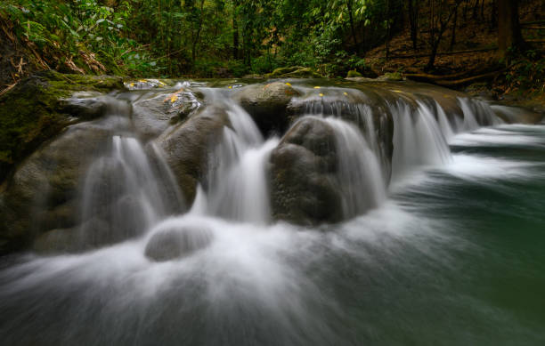 Manchioneal, Portland, Jamaica - 13th June 2017 : View on the beautiful Rech Falls near Manchioneal Village in Jamaica. This waterfalls are one of the most visited touristic attraction in Portland