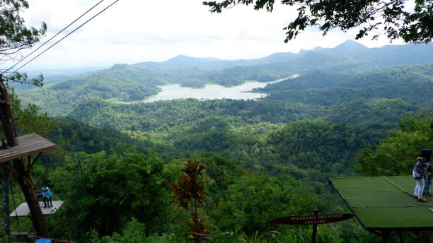 istock natural mountain scenery with lake view below 1141341752