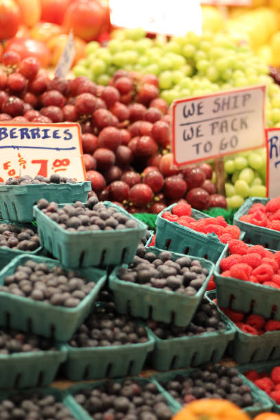 istock Blueberries, Raspberries & Grapes for sale 1141342728