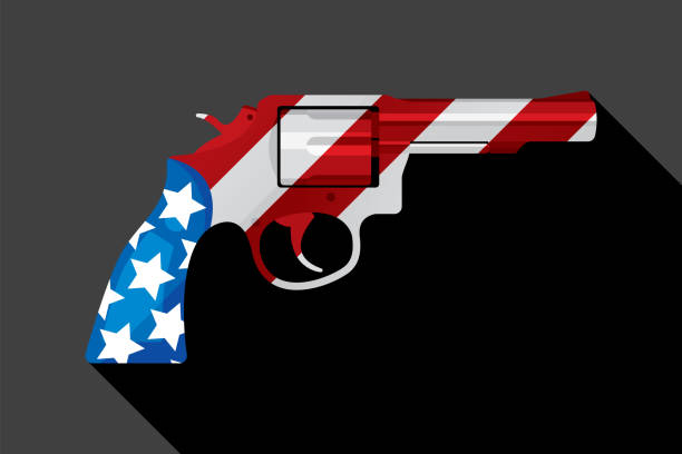 アメリカ国旗拳銃 - gun culture点のイラスト素材／クリップアート素材／マンガ素材／アイコン素材