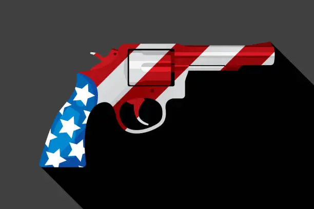Vector illustration of American Flag Handgun