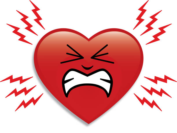 ilustraciones, imágenes clip art, dibujos animados e iconos de stock de grimacing corazón ataque de dibujos animados - pain heart attack heart shape healthcare and medicine