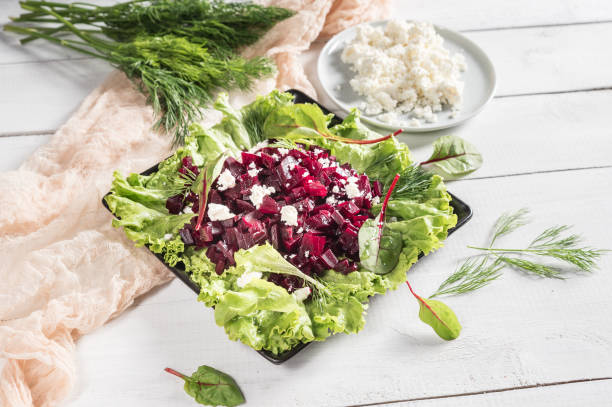 istock Beet salad with cottage cheese and herbs 1141350959
