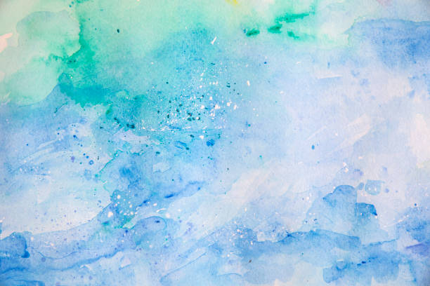 istock Blue watercolor background - abstract ocean and waves 1141351732