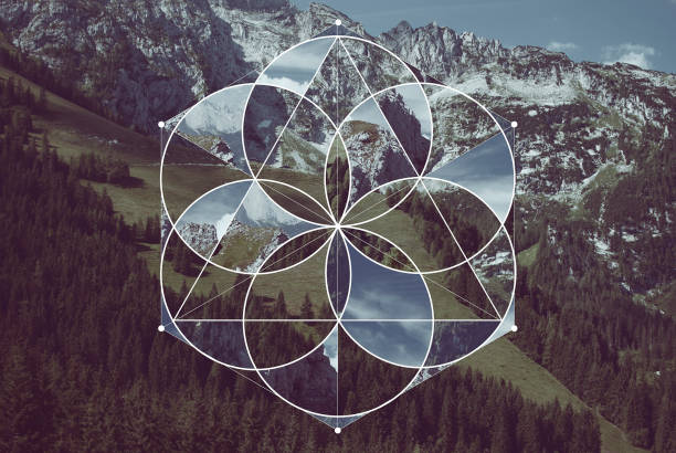 istock Geometric collage with the mountains and sacred geometry 1141352463