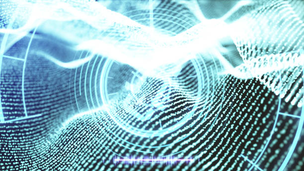 istock Futuristic HUD sight on an abstract background with highlights 1141352622