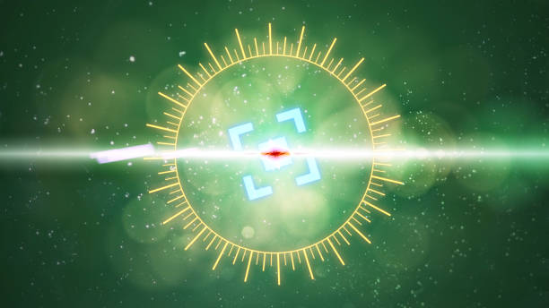 istock Futuristic HUD sight on an abstract background with highlights 1141353470