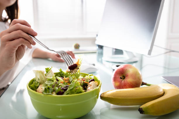 Healthy Salad On Office Desk