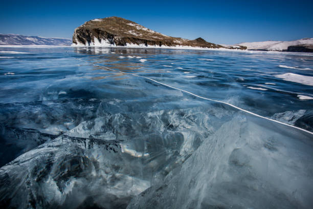 winter baikal - lake baikal lake landscape winter imagens e fotografias de stock