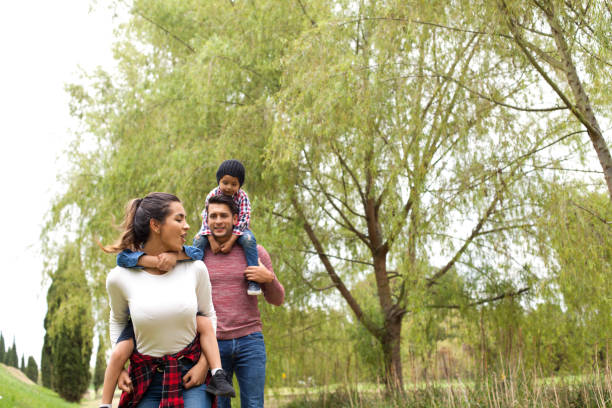 istock Family has fun playing in the field 1141360475