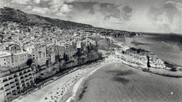 istock Tropea at sunset, Italy. Aerial view from drone 1141360688
