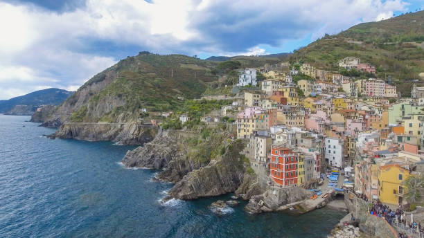 istock Riomaggiore, Five Lands. Aerial view at sunset 1141361489