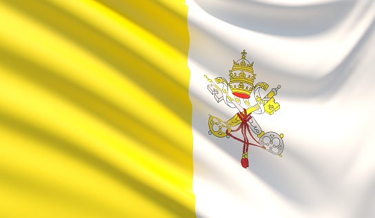 Background with flag of the Vatican City.
