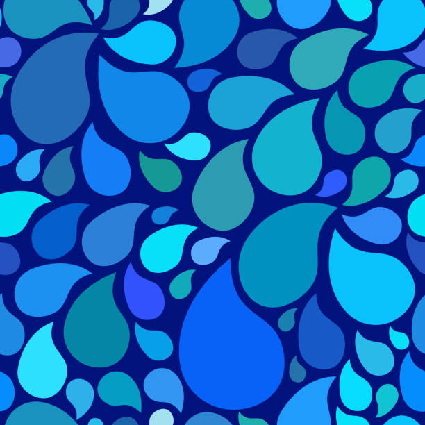 bezszwowy wzór morza z kroplami - drop water raindrop rain stock illustrations