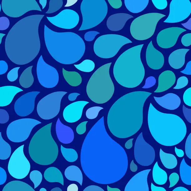 Vector illustration of Sea seamless pattern with drops