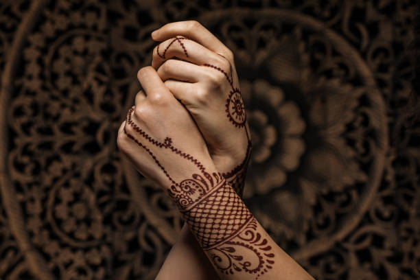 Henna Tattoo Close up of Henna Tattoo on hands theravada photos stock pictures, royalty-free photos & images