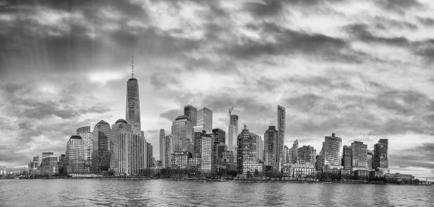 istock Downtown Manhattan skyline, panoramic view at sunset from a cruise ship 1141362795