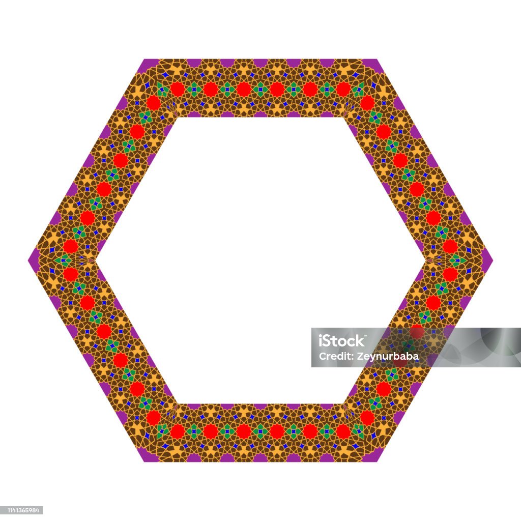 Islamic Vector Polygon Eastern Islamic Colorful Ornament Round Polygon Border Frame Looping ...