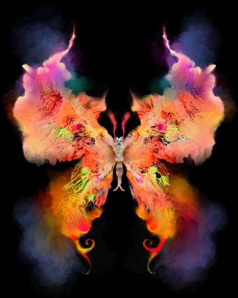 illustrations, cliparts, dessins animés et icônes de fantastique papillon peint - spring abstract insect dreams