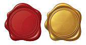 Red and Golden Stamp wax seal_Vector EPS 10