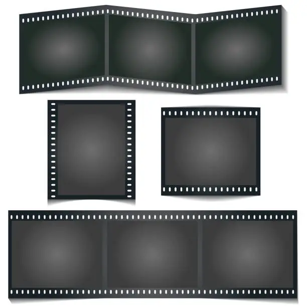 Vector illustration of Movie foto stripe with shadow isolated on white background