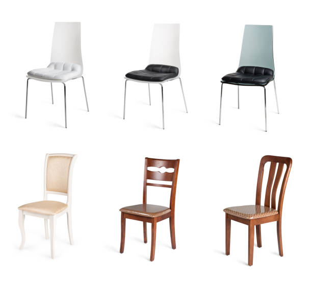 istock Set of modern and classic chairs isolated on white 1141371525