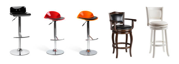 istock Set of bar chairs isolated on white. Modern and classic chairs 1141371941