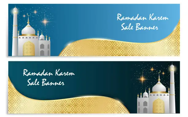 Vector illustration of Ramadan Kareem horizontal banner