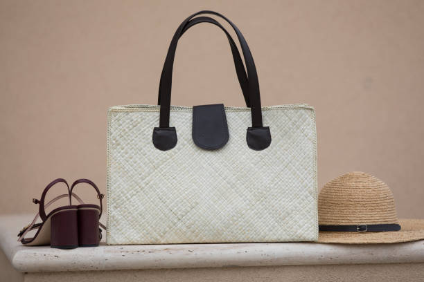 istock straw bag, straw hat and shoes 1141373360