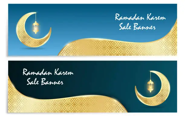 Vector illustration of Ramadan Kareem horizontal banner